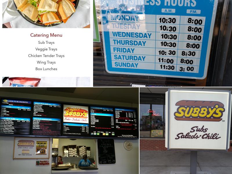 Super Subby's Menu
