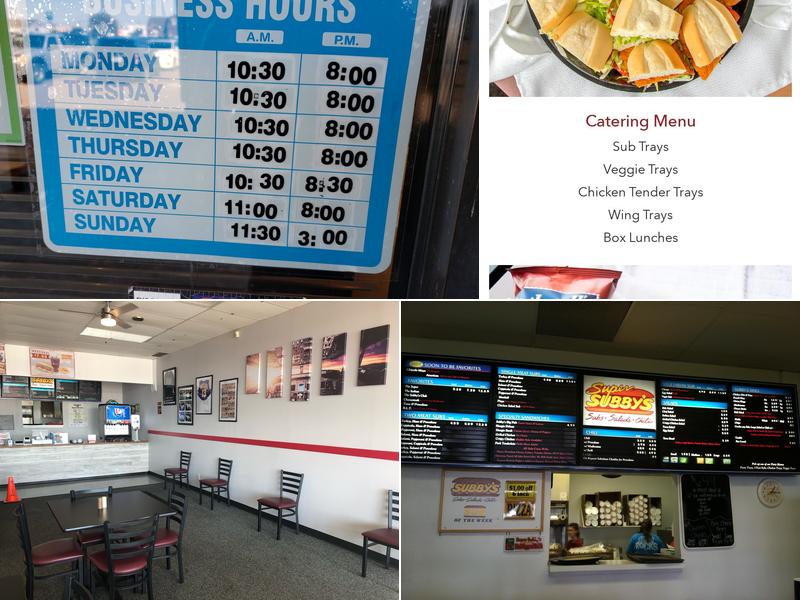 Super Subby's Menu