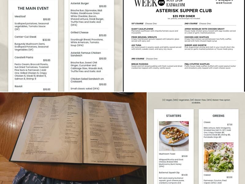 Asterisk Supper Club Menu