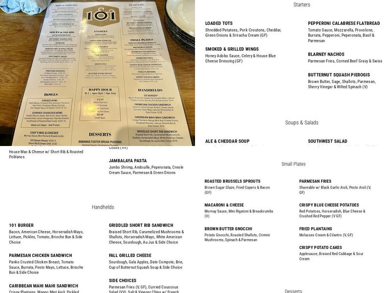 101 Beer Kitchen Menu