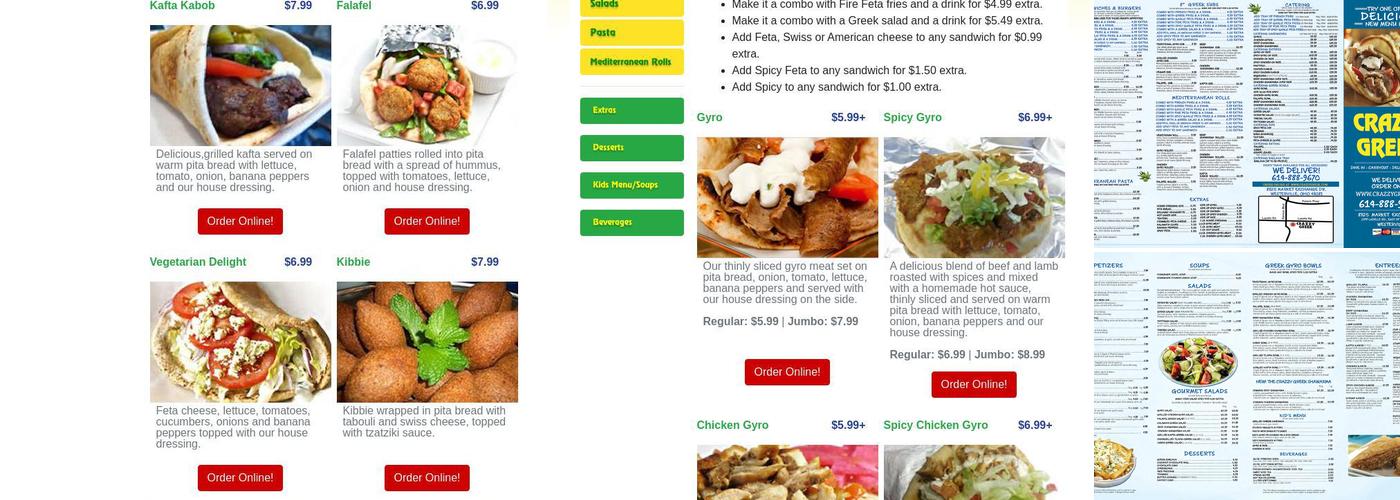 Crazzy Greek ( Polaris ) Menu