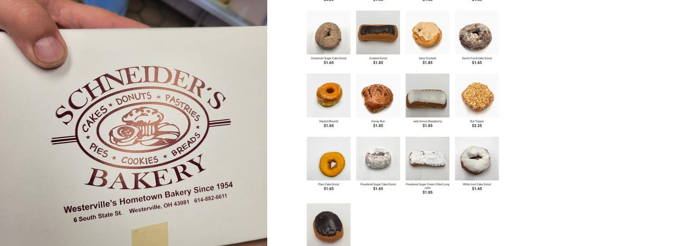 Schneider's Bakery Menu