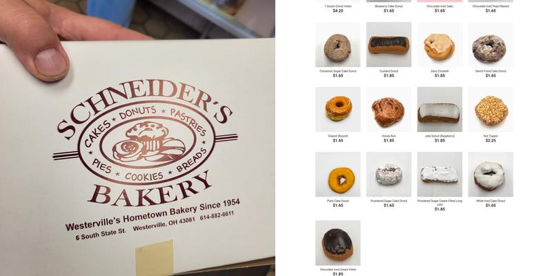 Schneider's Bakery Menu