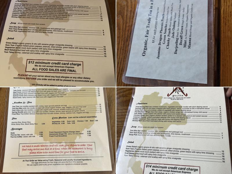 Thai Grille Menu