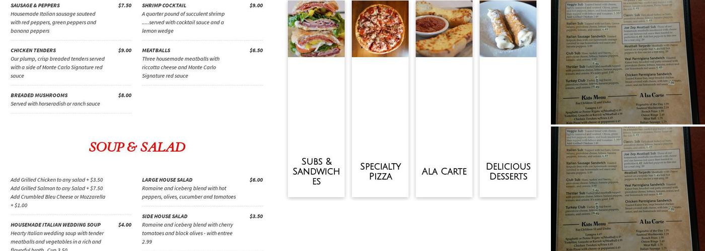 Monte Carlo Italian Kitchen Menu