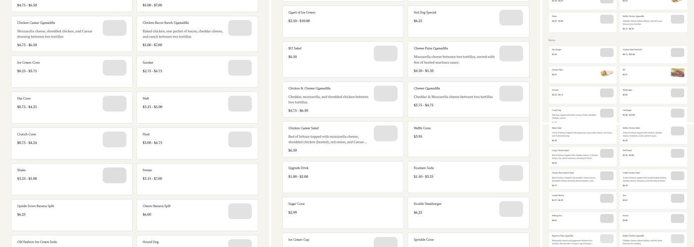 Francis Dairy Bar, Inc. Menu