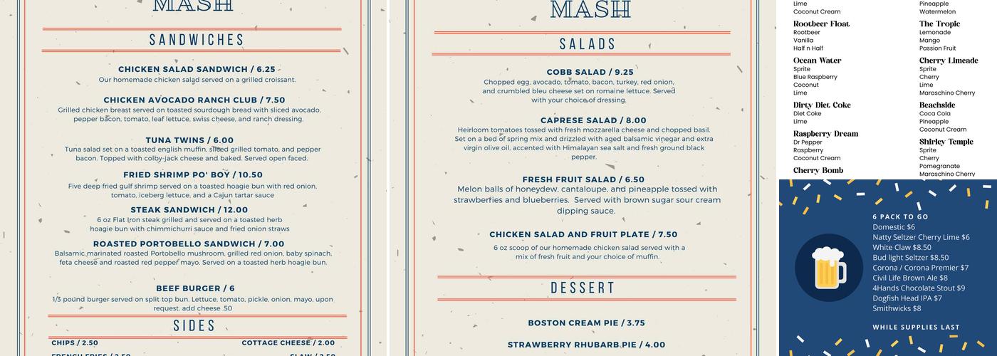 Copper Stills & Mash Menu