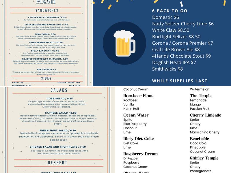 Copper Stills & Mash Menu