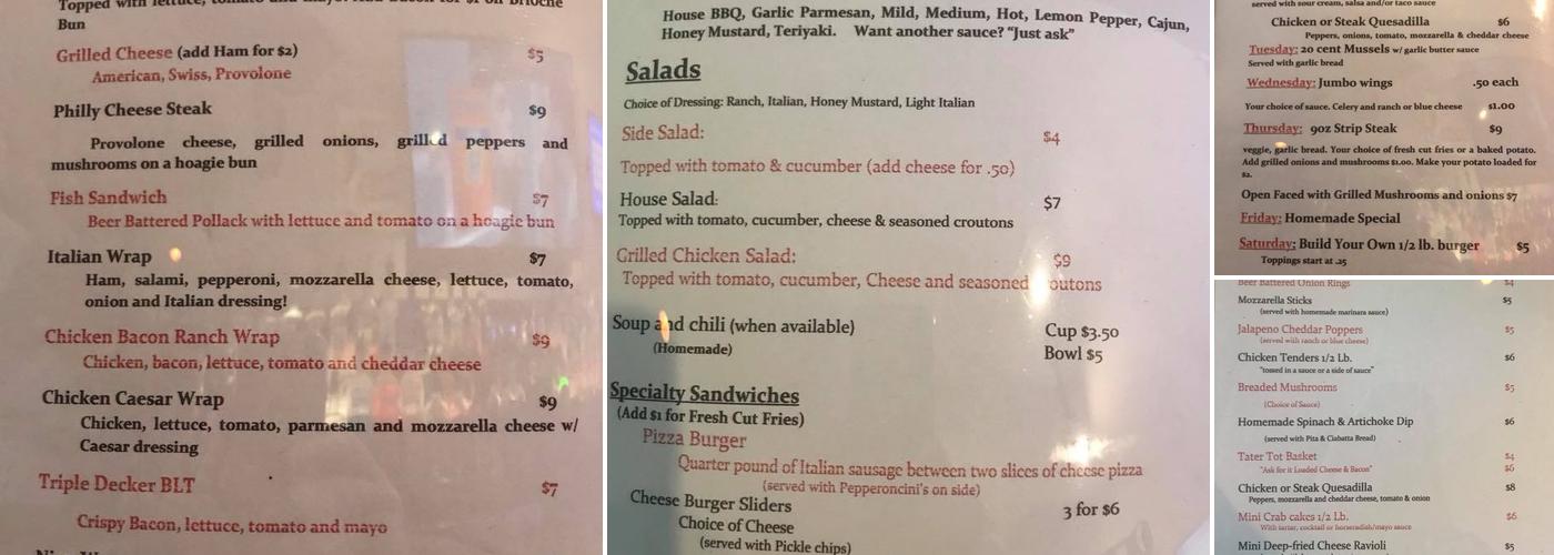 Mugg Shotz Menu