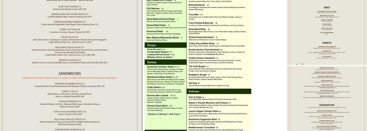 Mulligan's Pub Menu