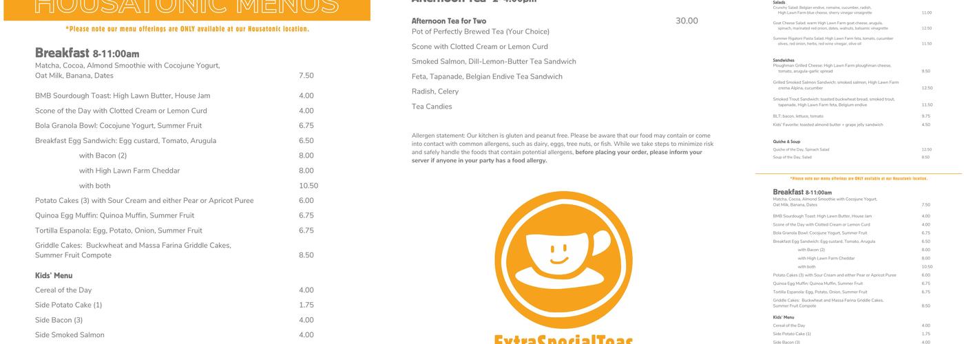 ExtraSpecialTeas Menu