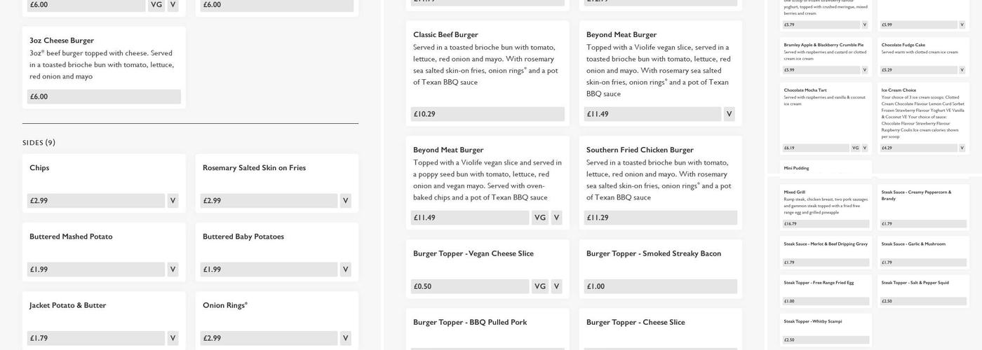 The Pub at Fiveways Menu