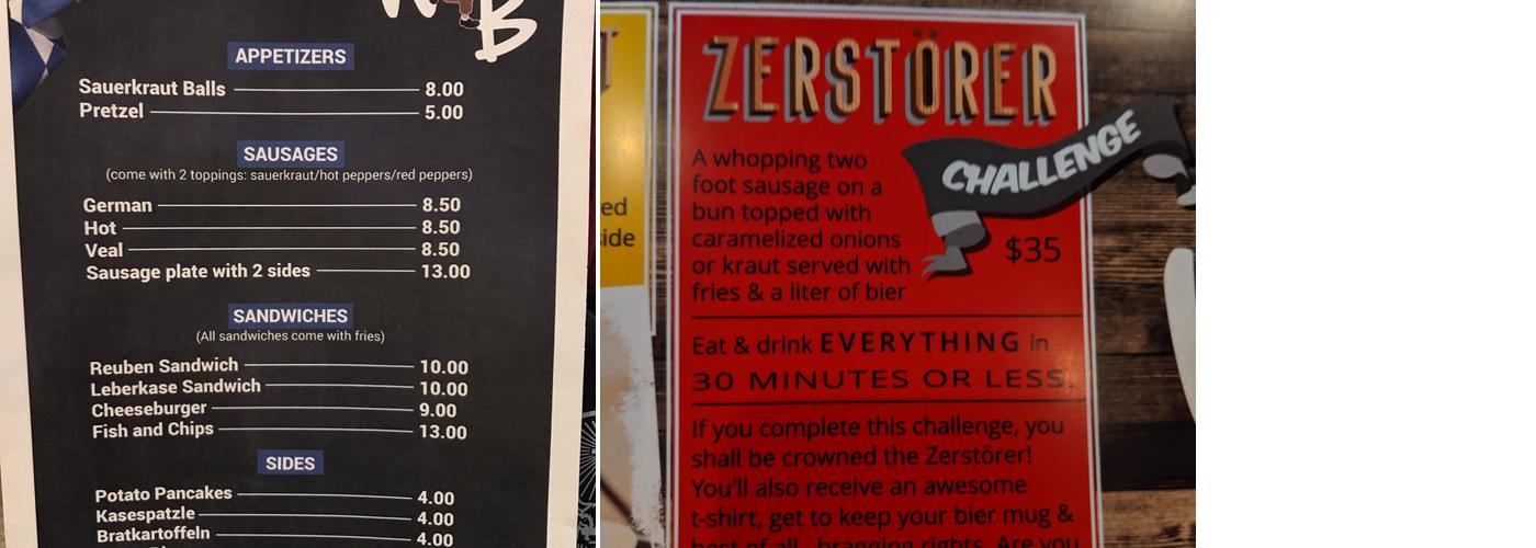 Wurst und Bier Menu