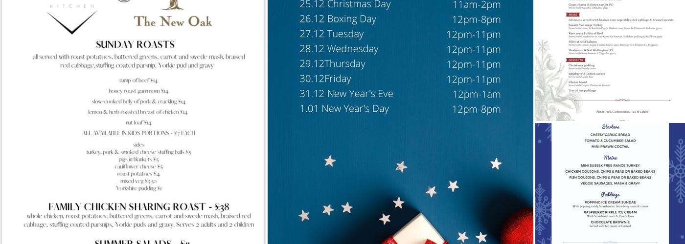 The New Oak Menu