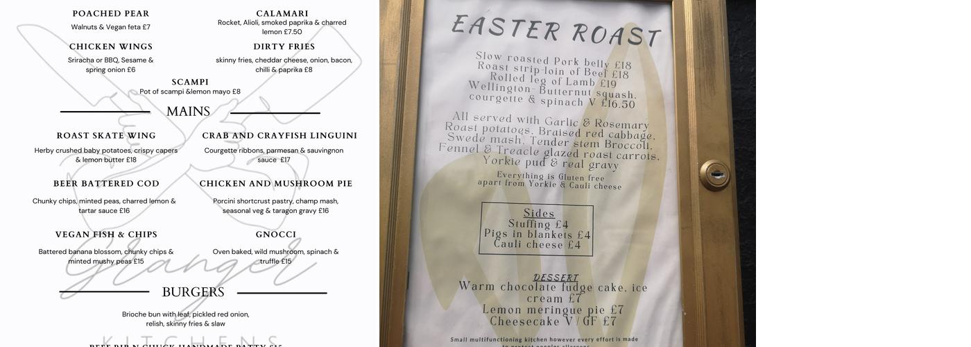 The Crown and Anchor Inn Menu