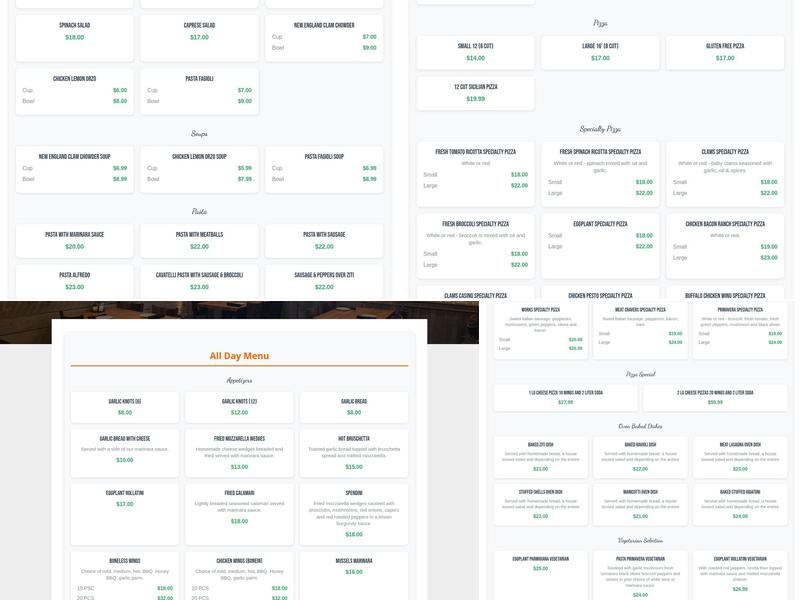 Mercato's Italian grill and Restaurant Menu