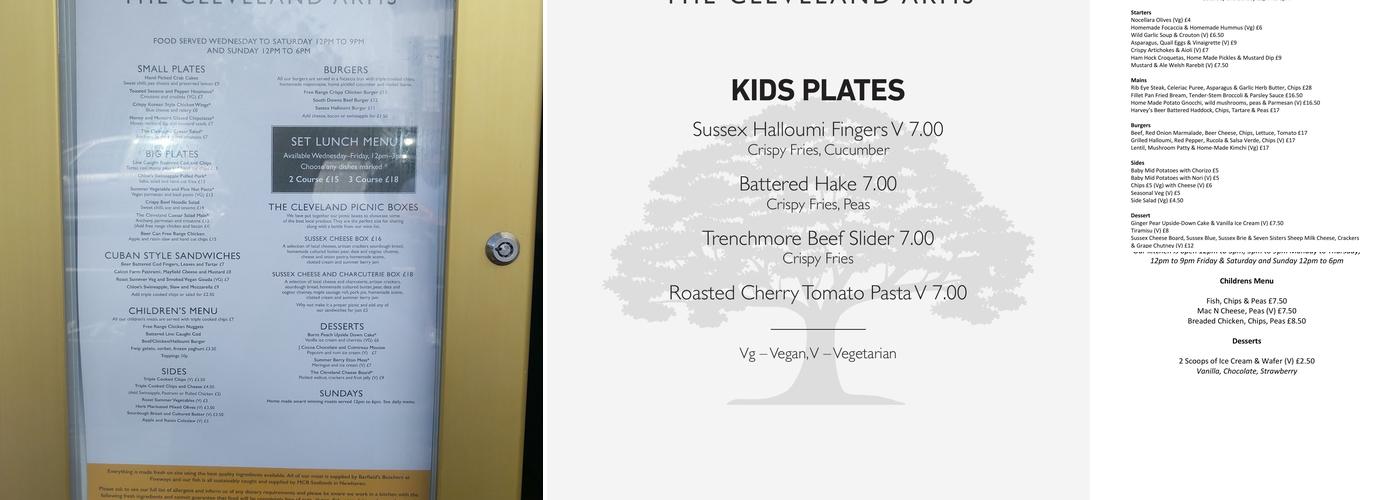 The Cleveland Arms Menu