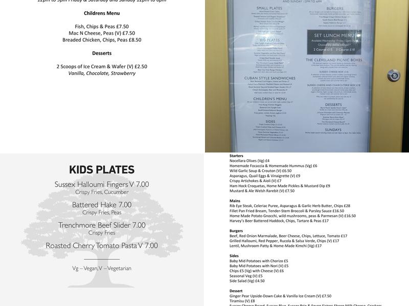 The Cleveland Arms Menu