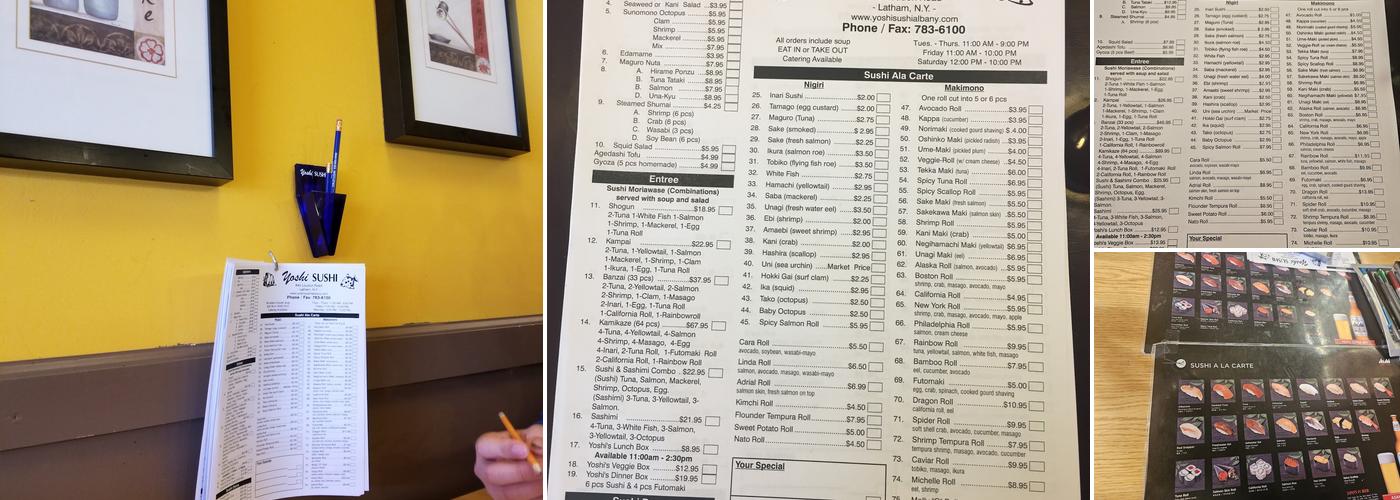 Yoshi Sushi Menu