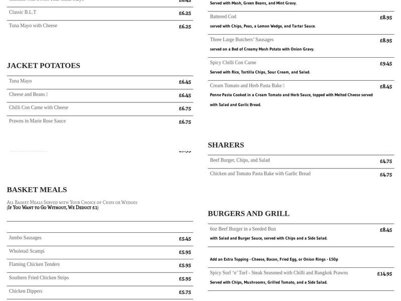 The Prince Albert Menu
