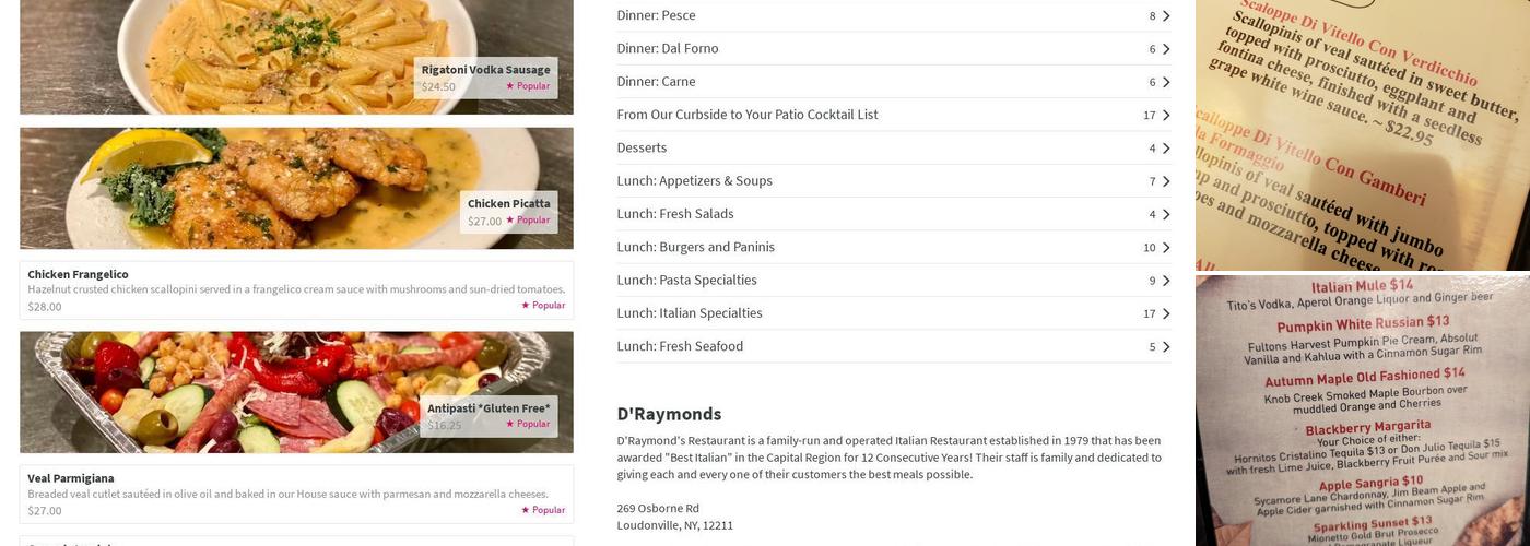 D'Raymonds Menu