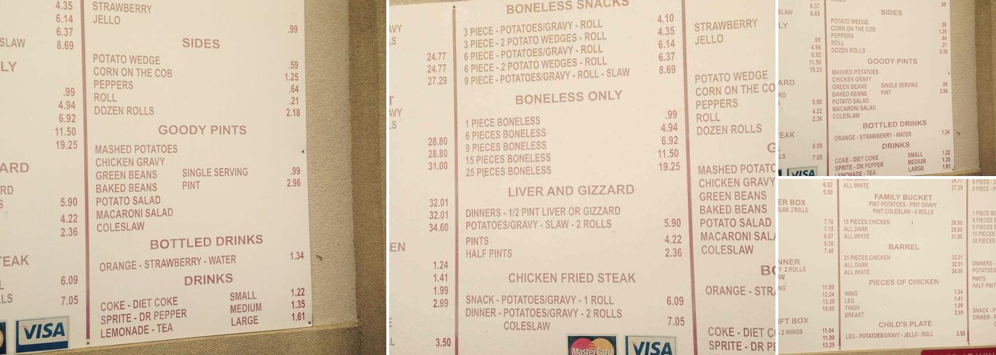 Larry's Fried Chicken Menu