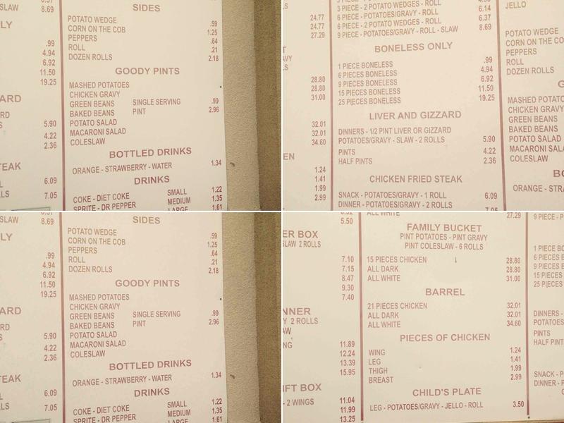 Larry's Fried Chicken Menu