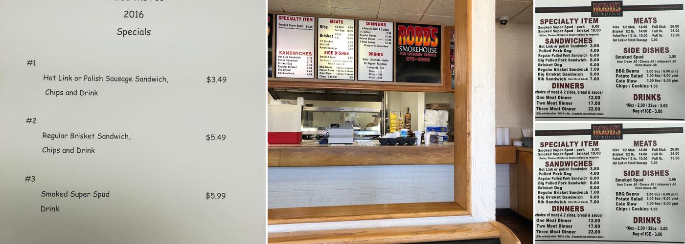 Robb's Smokehouse Menu