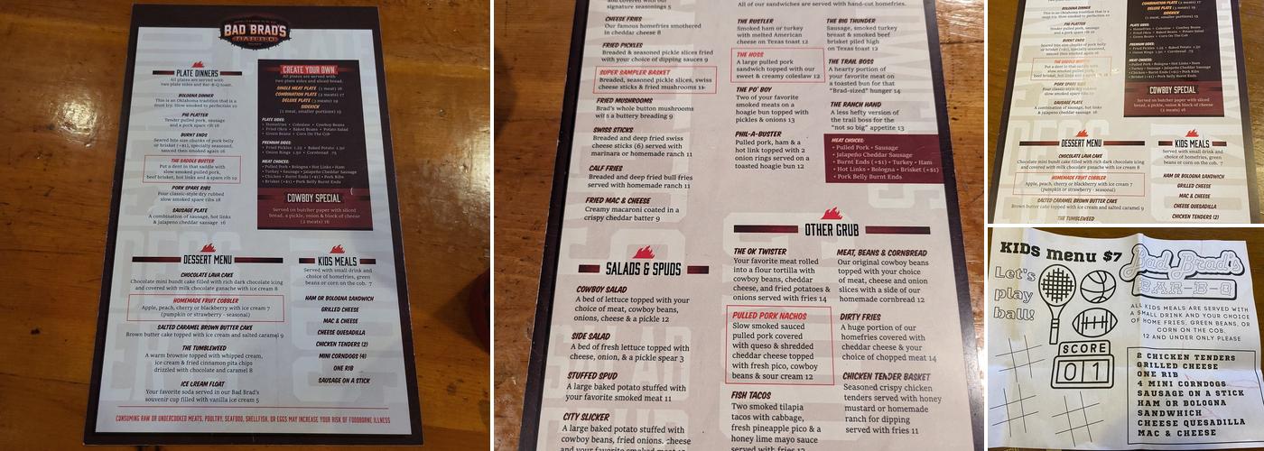 Bad Brad's Bar-B-Q of Yukon Menu