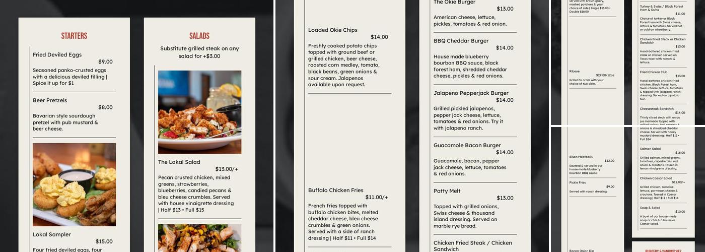 The Lokal Yukon Menu