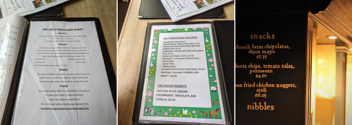 The Jolly Waggoner Menu