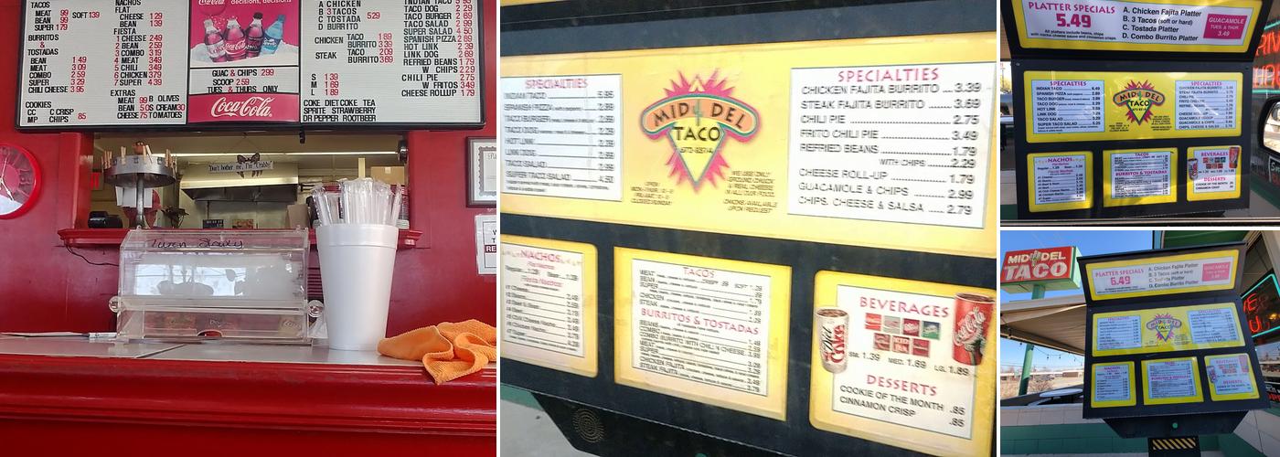 Mid Del Taco Inc Menu