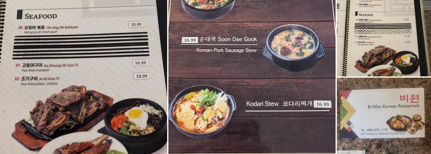 B-Won Menu