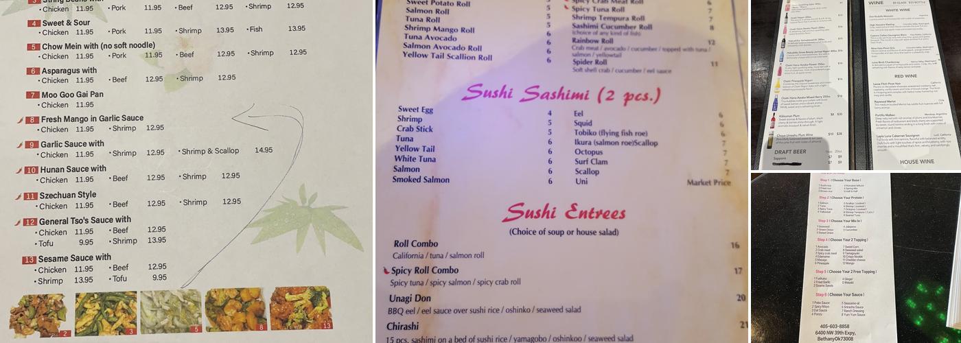 Ding asian fusion sushi bar Menu