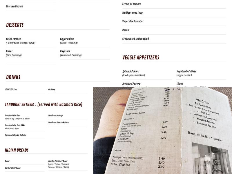 Gopuram Taste of India Menu