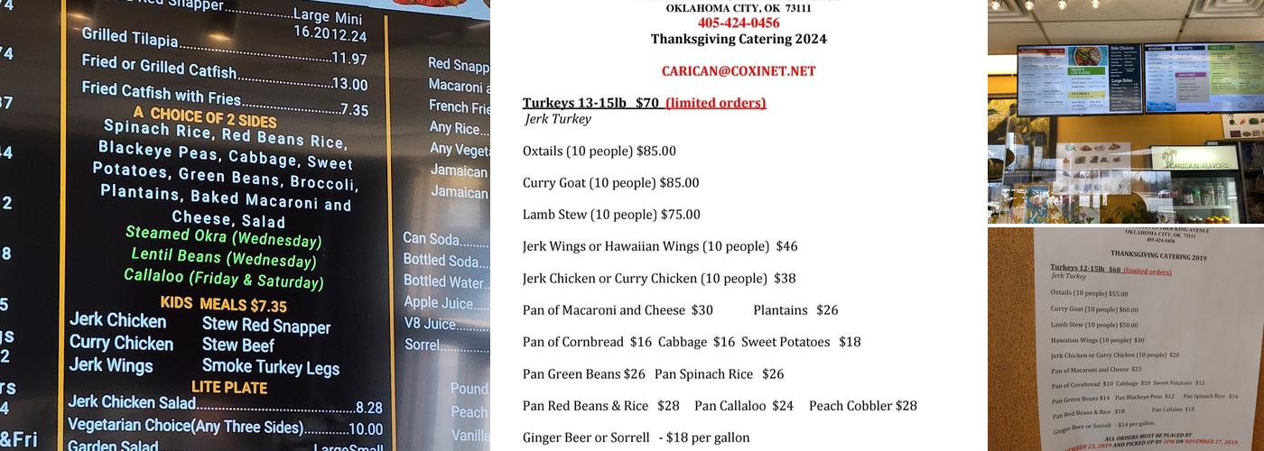 Carican Flavors Menu