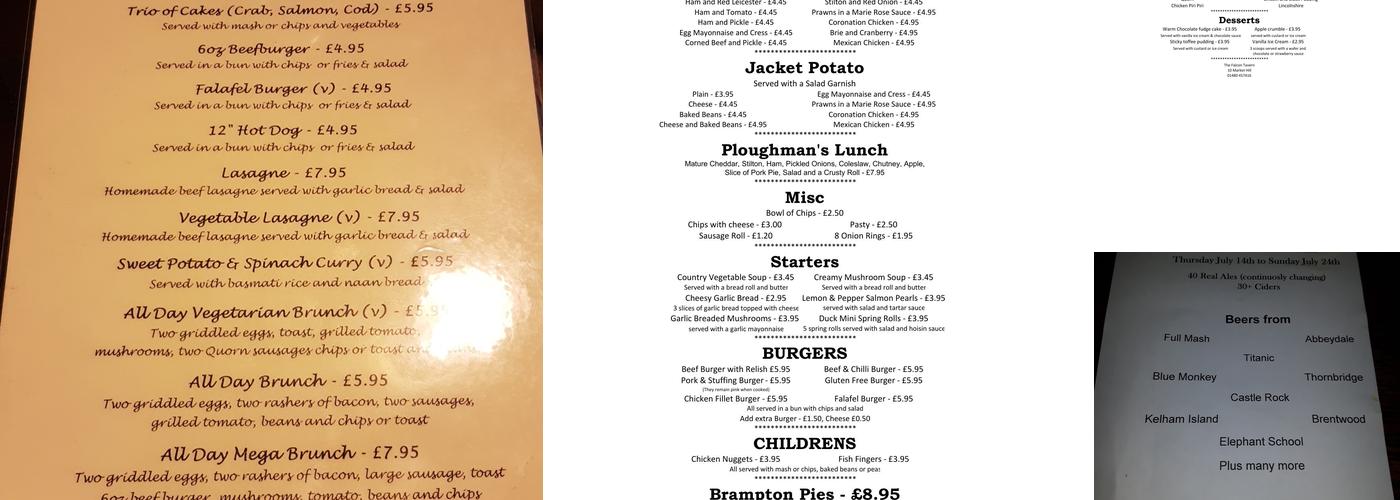 The Falcon Tavern Menu