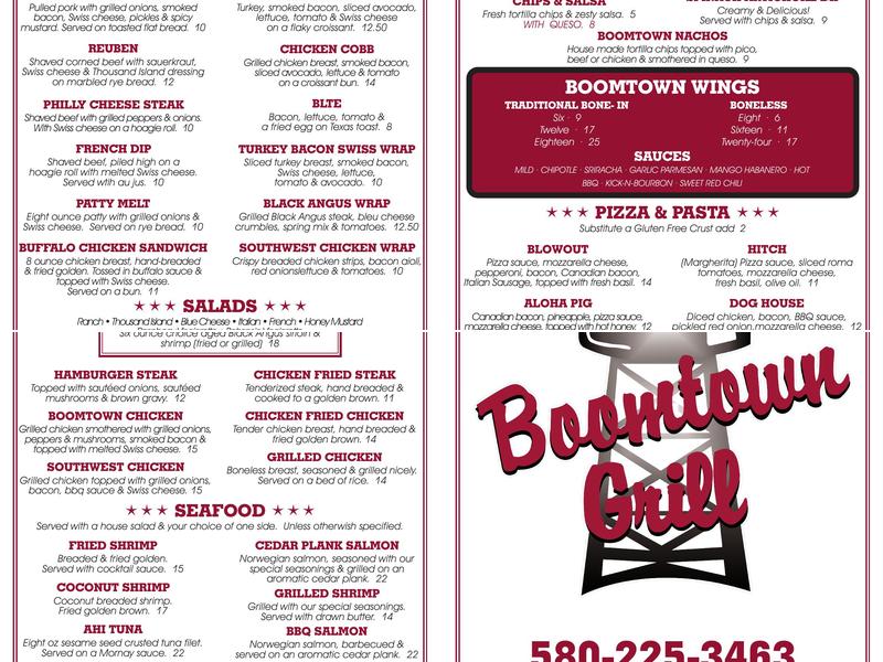 Boomtown Grill Menu