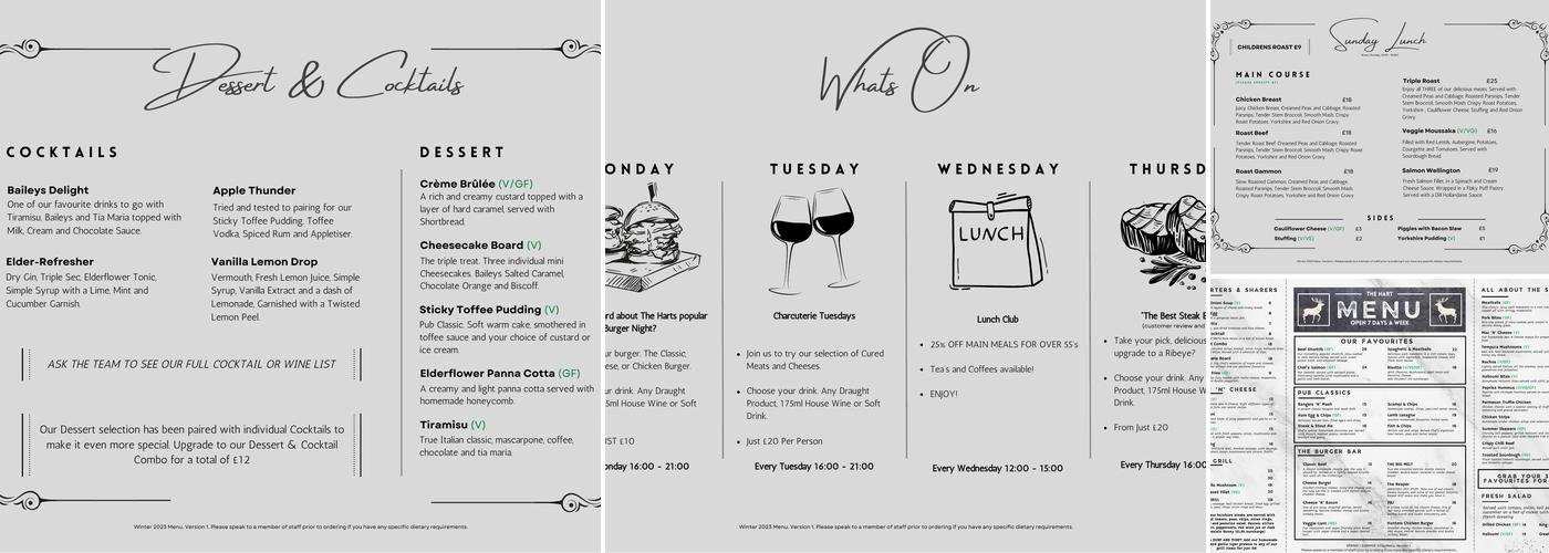 The White Hart Warboys Menu