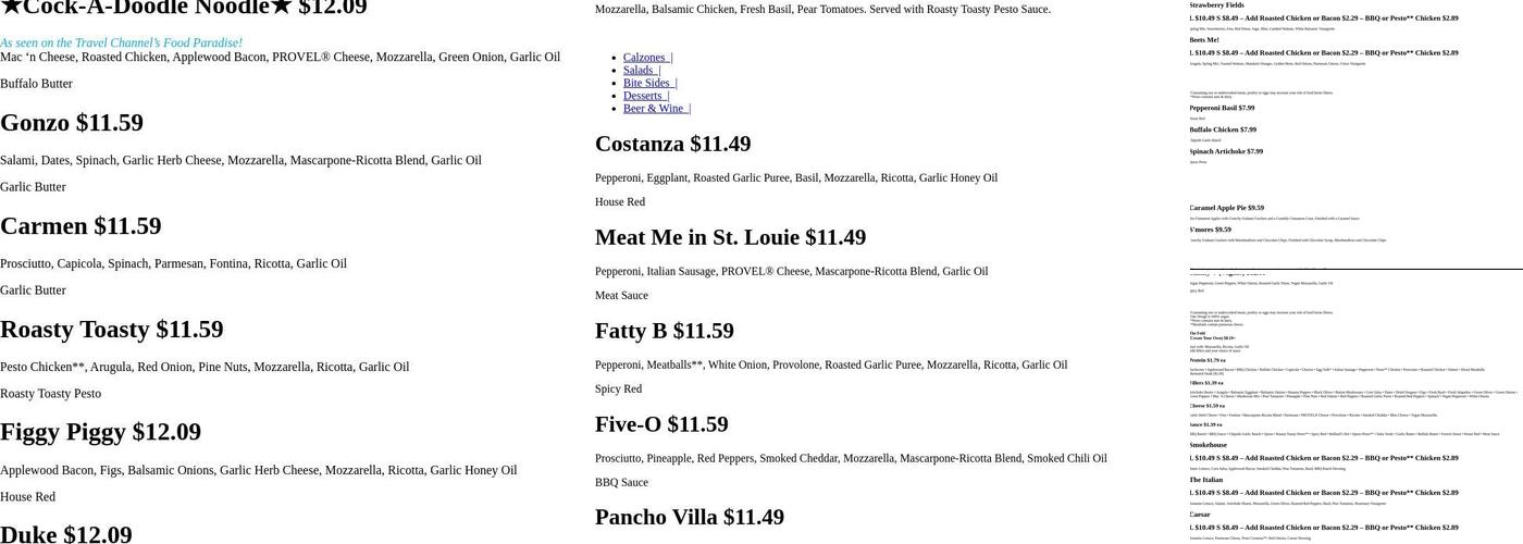 Sauce on the Side Menu