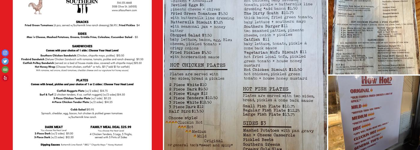 Southern Menu