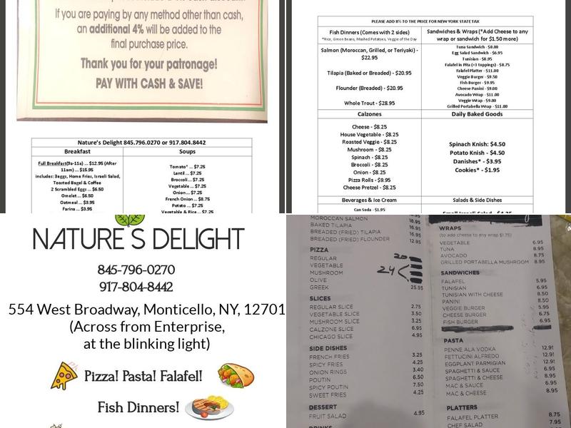 Nature's Delight Restaurant Menu