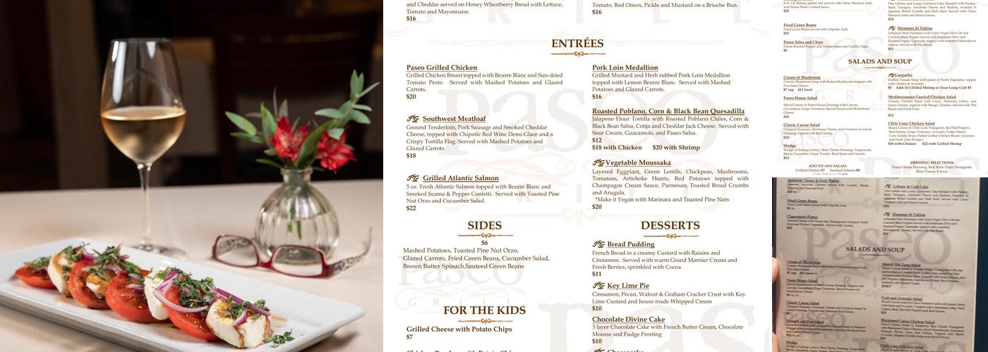 Paseo Grill Menu