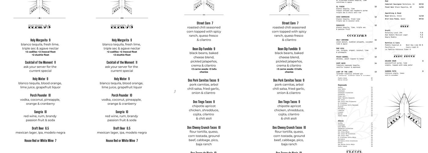 Holy Taco Menu