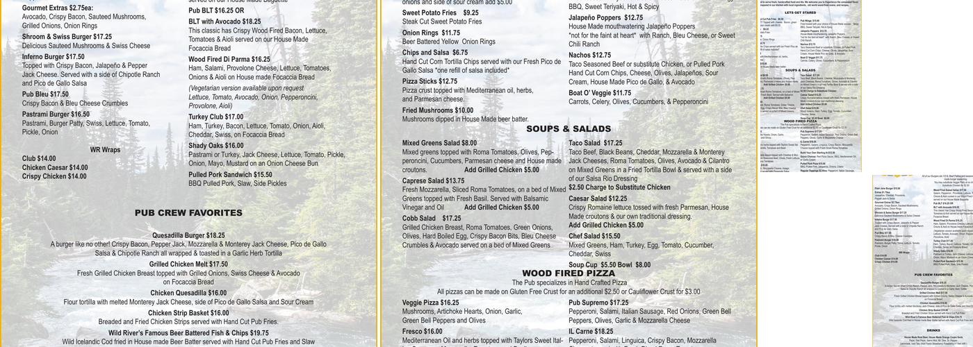 Wild River Pub Menu