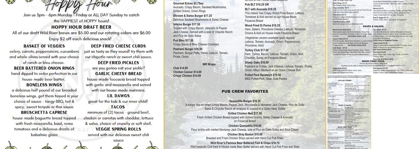 Wild River Pub Menu