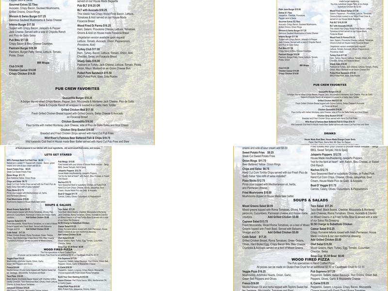 Wild River Pub Menu