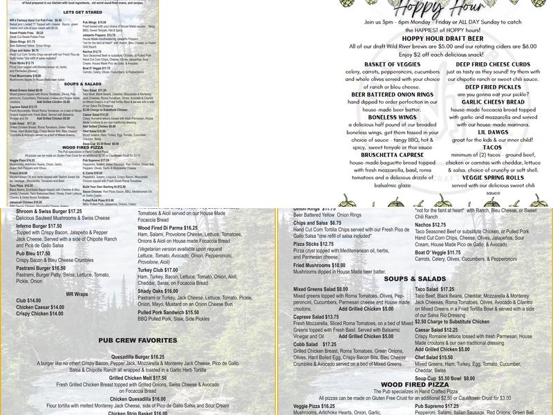 Wild River Pub Menu