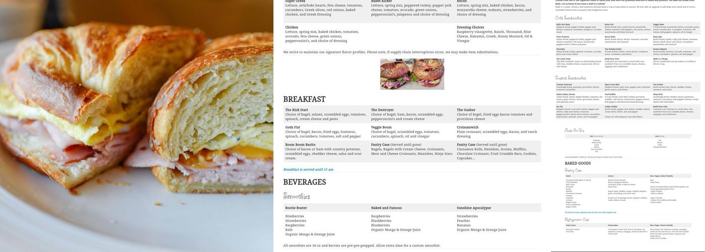 Babe's Bakery Menu