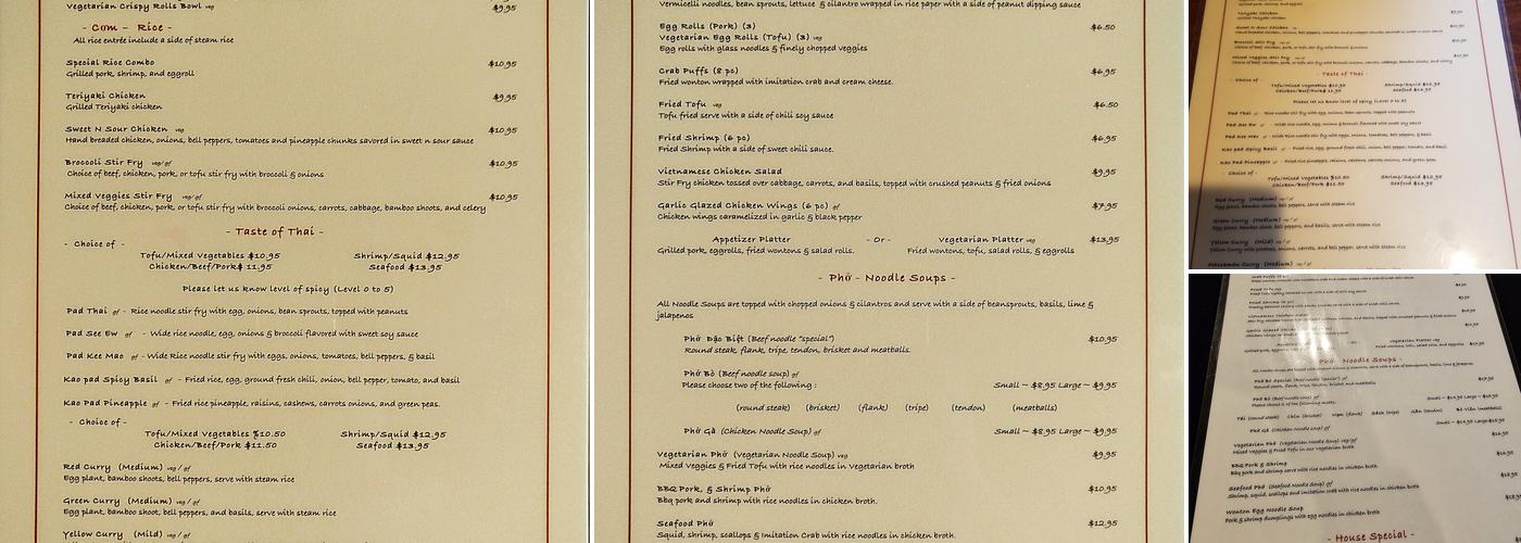 Pho Thi Menu